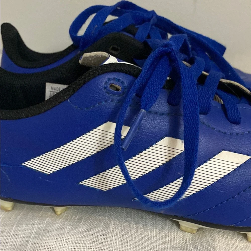 Adidas kids Blue/white unisex lace up Soccer Cleats size 3.5 - Picture 2 of 9